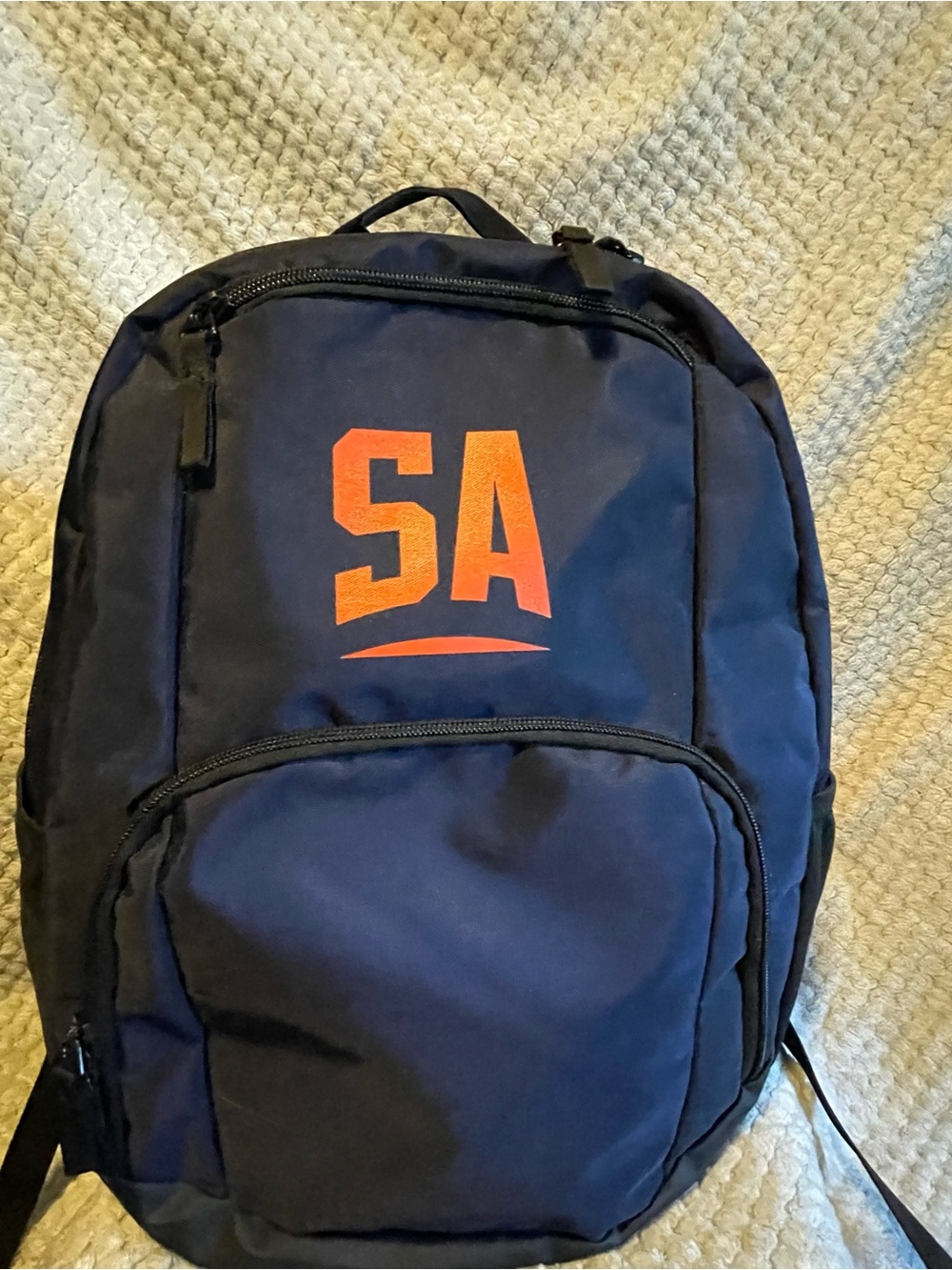 Navy Blue Men's Backpack with Orange 'SA' Accent